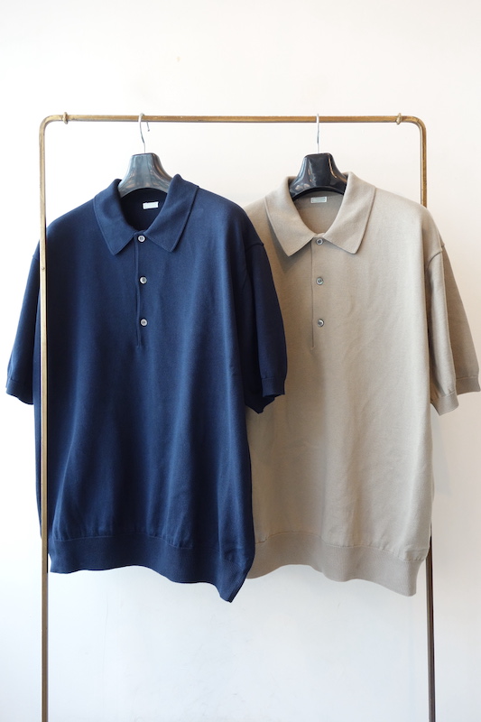 白木/黒塗り 3 A.PRESSE Cotton Knit S/S Polo Shirts | piragelo.com.br
